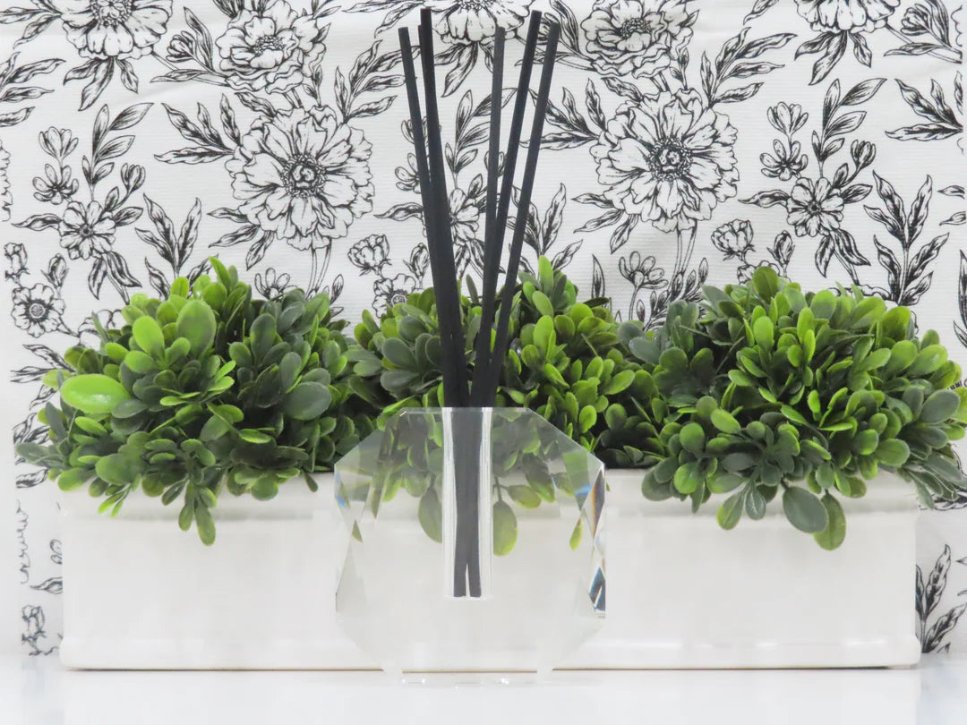 Crystal Diffuser Dimensional Design With Black Reeds