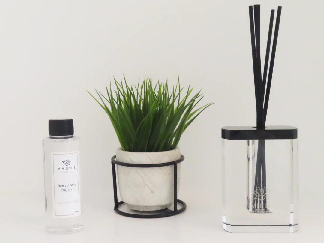 Crystal Reed Diffuser, "Zen Tea" Scent - Black Top