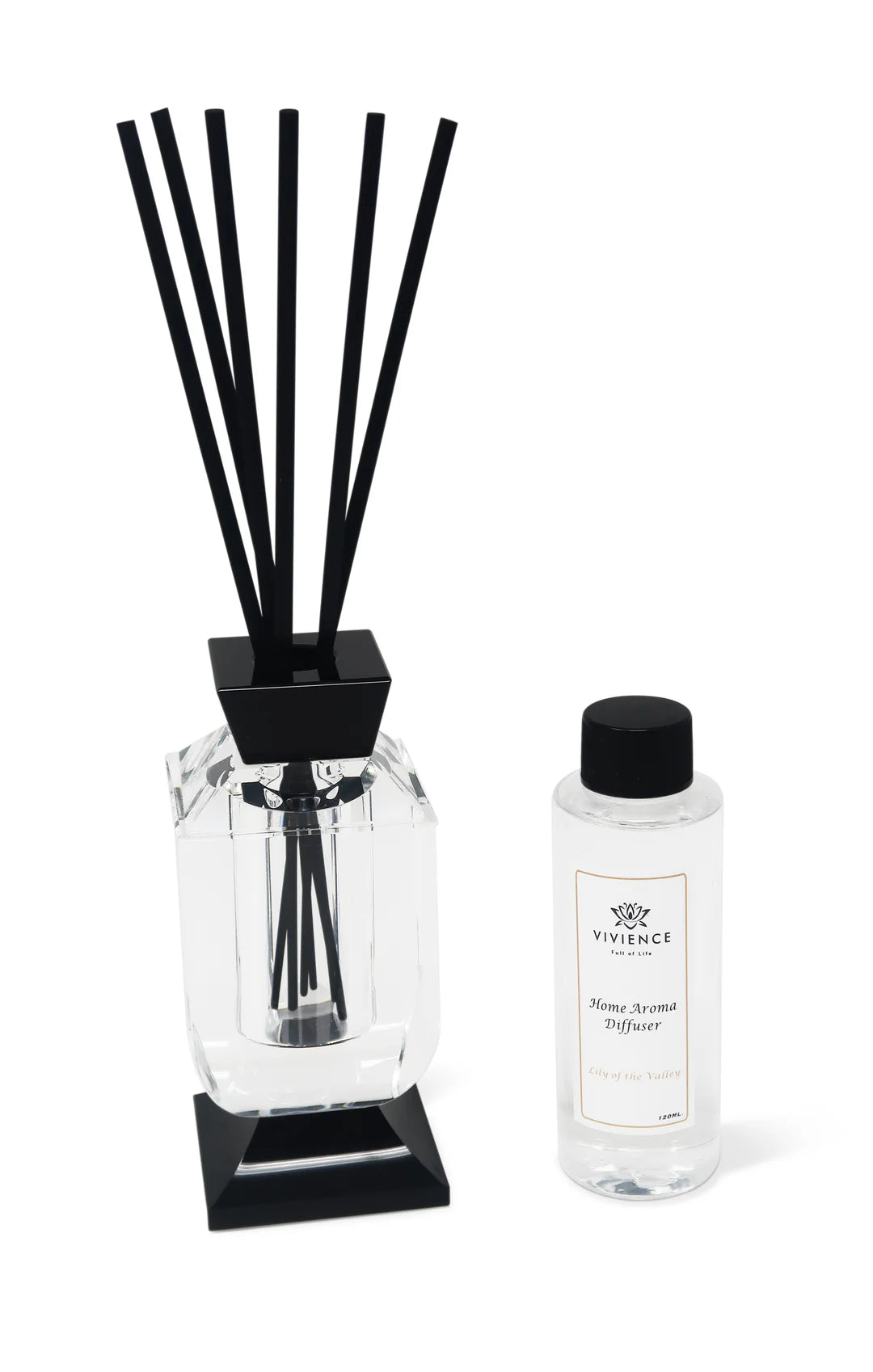 Crystal Diffuser With Black Accents - Lily Of The Valley Scent