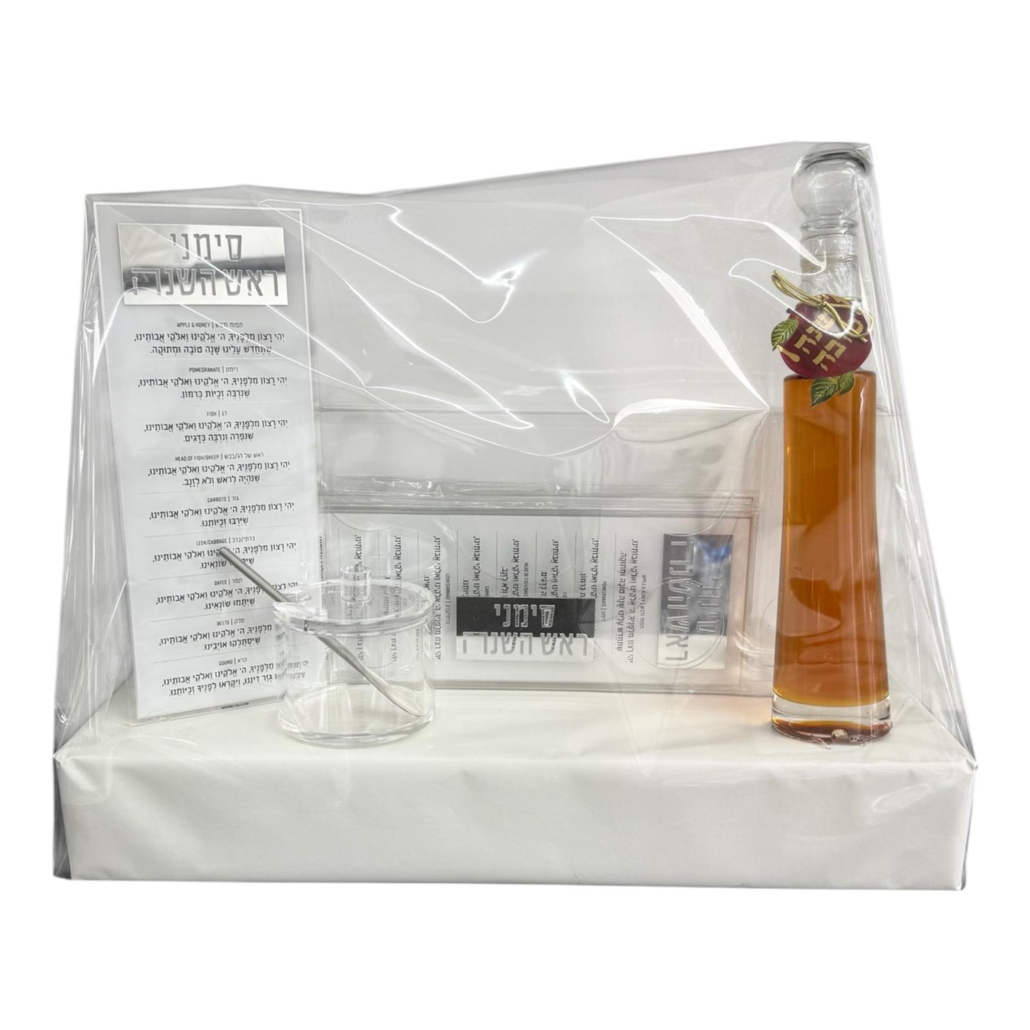 RH #4 Suspended Simanim Tray Card Set W Tall Honey - Silver