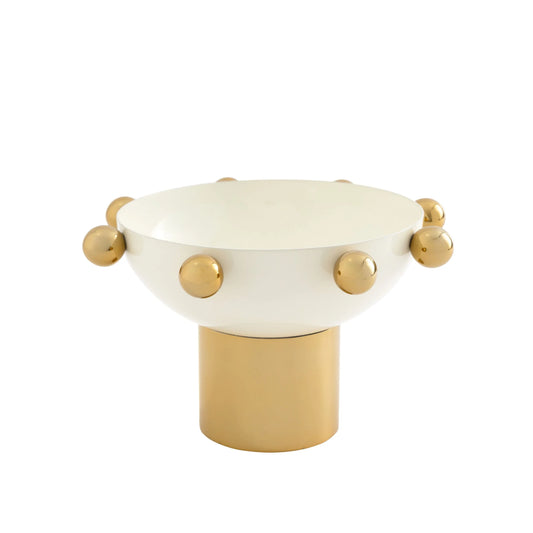 Temari White & Gold Footed Nut Bowl