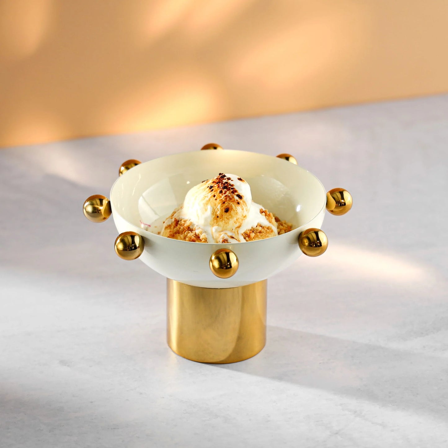 Temari White & Gold Footed Nut Bowl