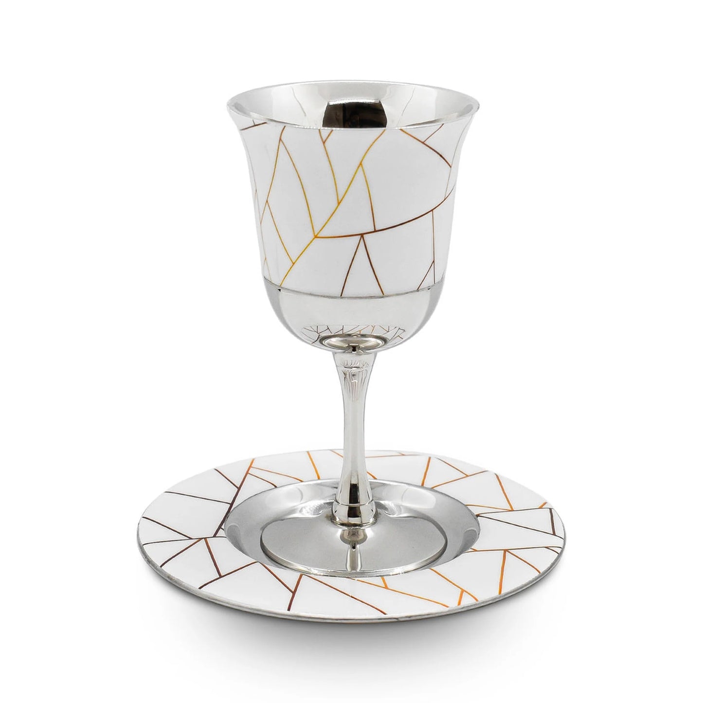 Abstract Lines White & Gold Kiddush