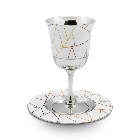 Abstract Lines White & Gold Kiddush