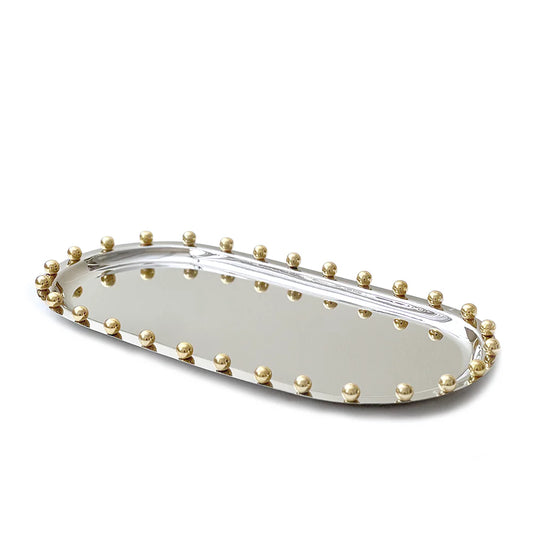 Stainless Steel Tray with Gold Balls