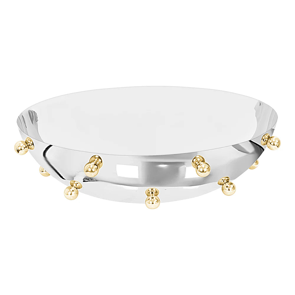 Stainless Steel Bowl With Gold Balls