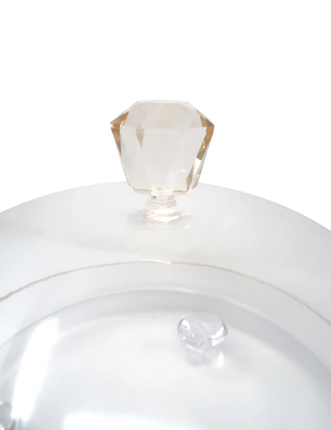 Clear Glass Dome With Amber Crystal Handle