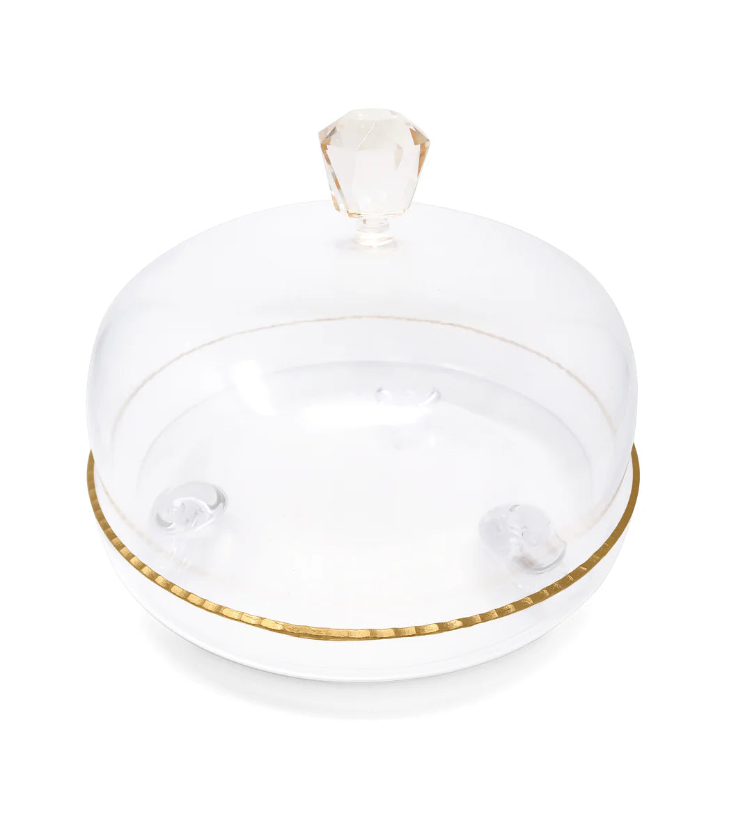 Clear Glass Dome With Amber Crystal Handle