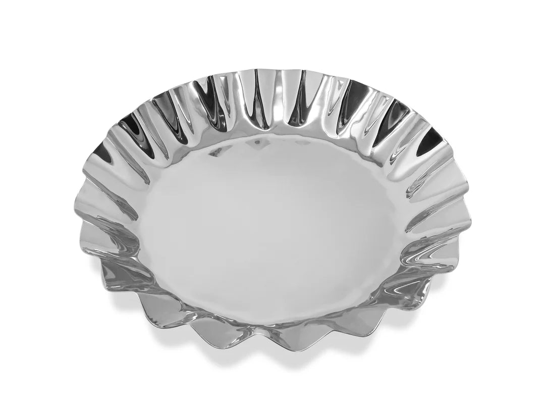 Stainless Steel Tray With Wavy Edge, 14.25"D