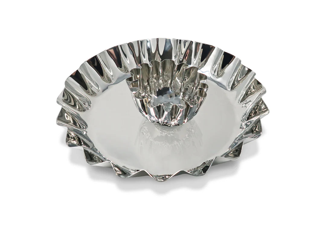 Stainless Steel Chip And Dip Bowl, 14.25"D