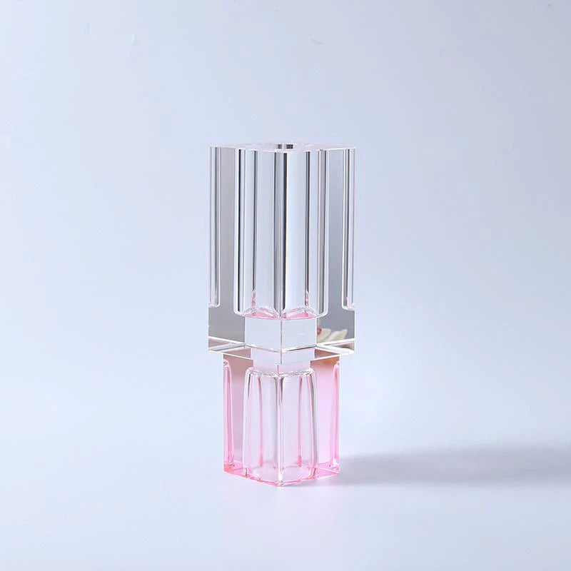 Crystal Square Vase With Colored Base