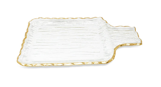 Glass Square Tray With Gold Border