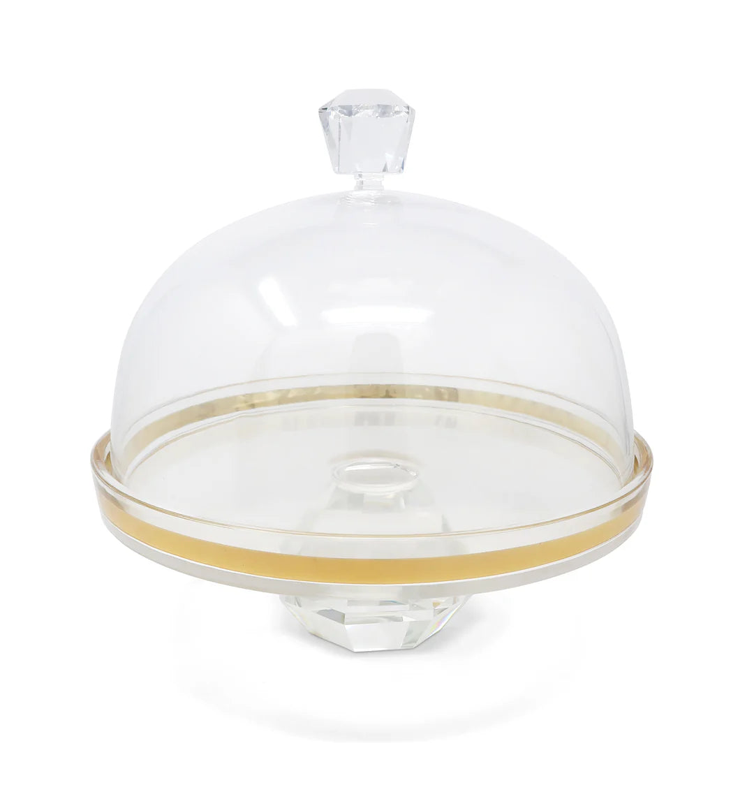Glass Cake Dome With Colored Diamond Base And Knob, 13"D
VCP5088