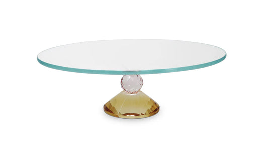 Glass Cake Plate With Amber And Pink Base
VCP3942