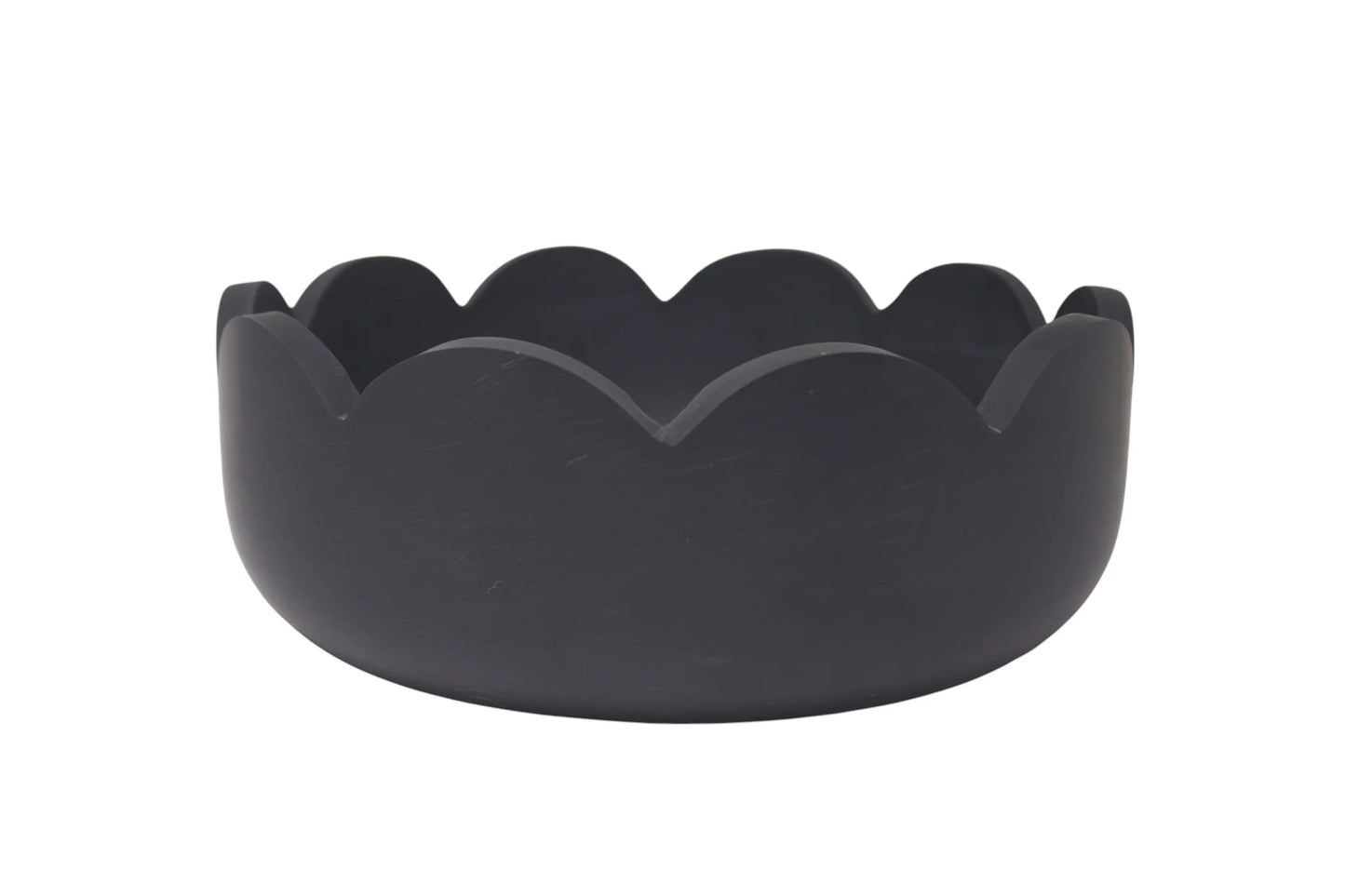 Scalloped Resin Deep Salad Bowl 10'' Black