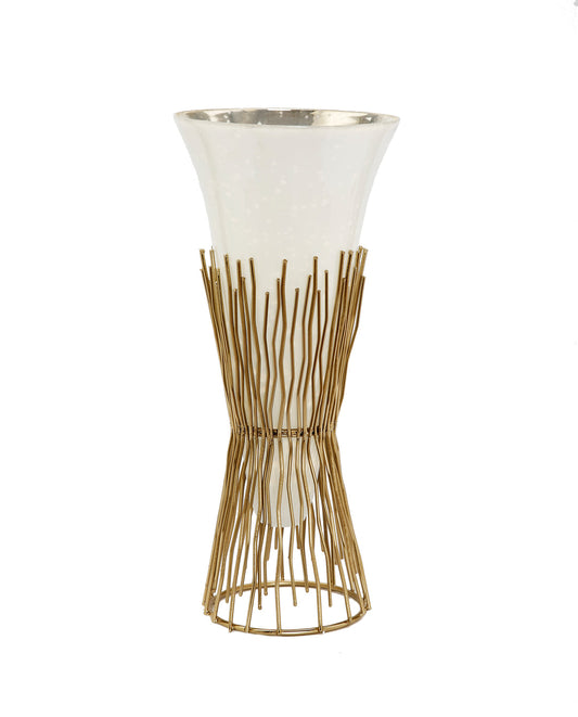 Opaque Glass Vase on Gold Twig Base