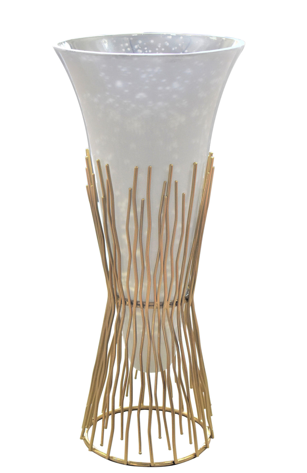 Opaque Glass Vase on Gold Twig Base